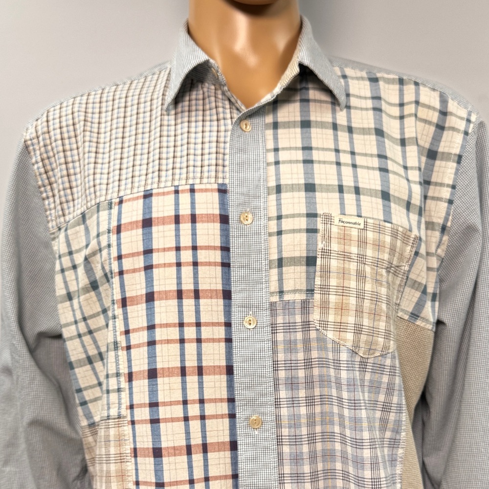 Faconnable Patchwork Cotton Long Sleeve Button-Up… - image 2